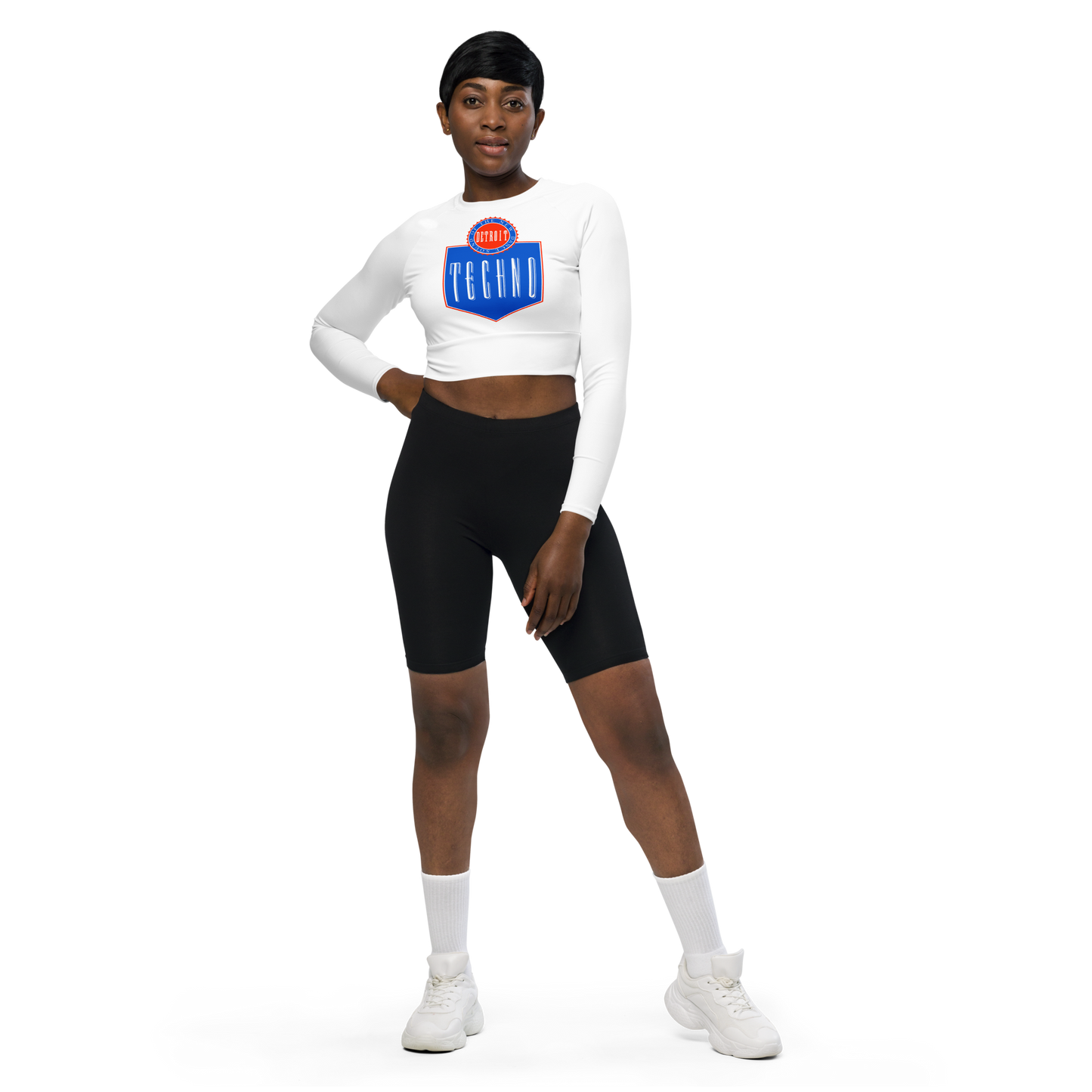 TRANSMAT OFFICIAL Detroit Techno Recycled long-sleeve crop top
